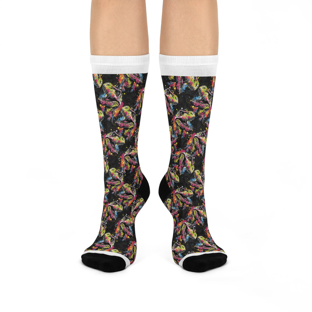 Dinosaur Patterned Crew Socks | Nerdy Patterned Socks
