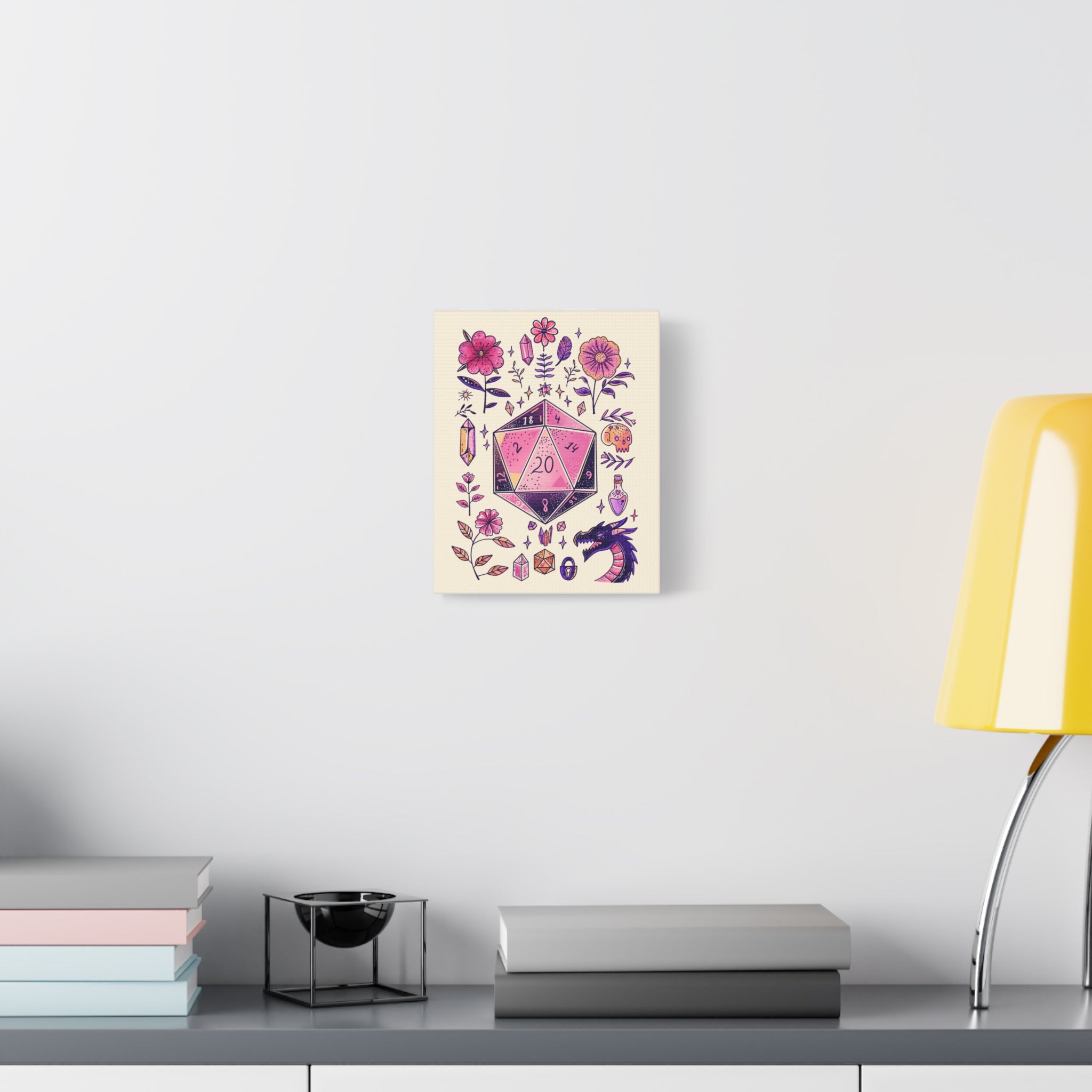 DnD Pink Dice Wall Art | Dungeons and Dragons Poster, DnD Gifts, D20 Prints, DnD Wall Decor for Game