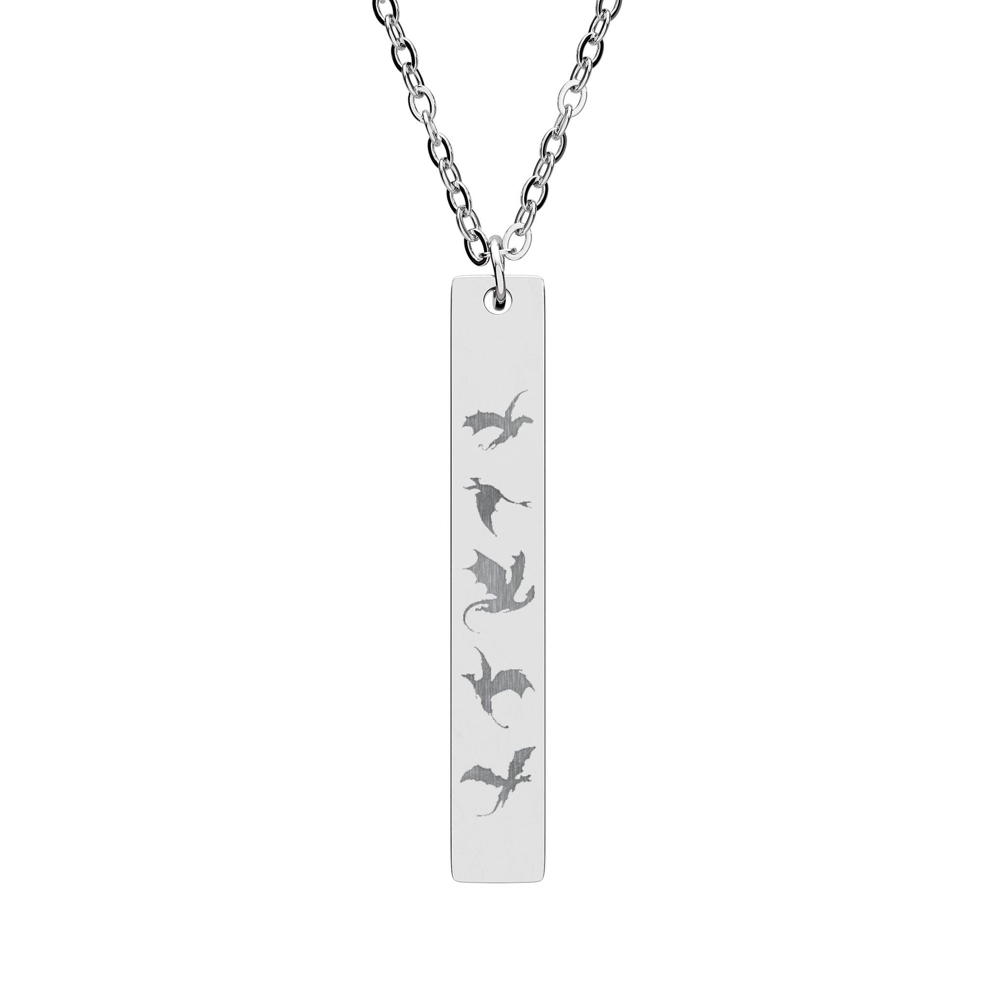 Engraved Vertical Bar Necklace — Dragon Rider Romantasy