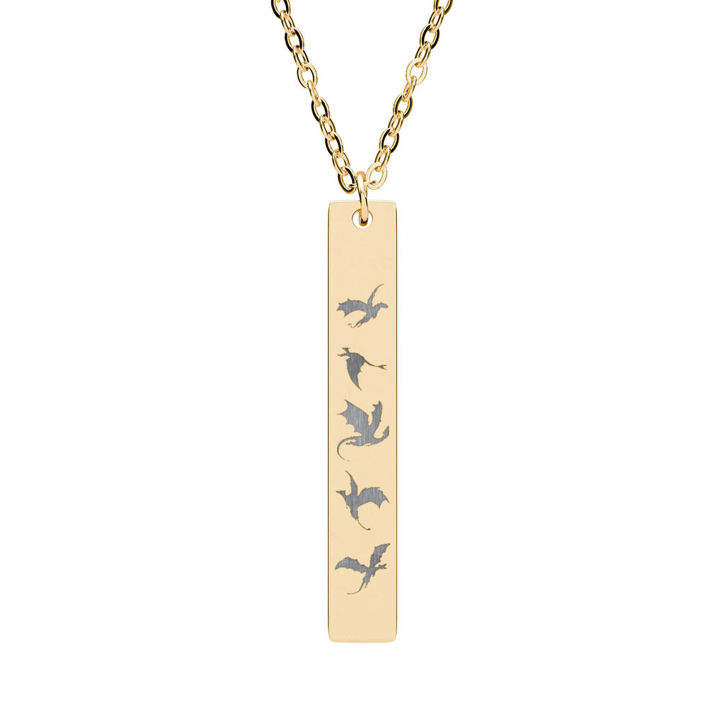 Engraved Vertical Bar Necklace — Dragon Rider Romantasy