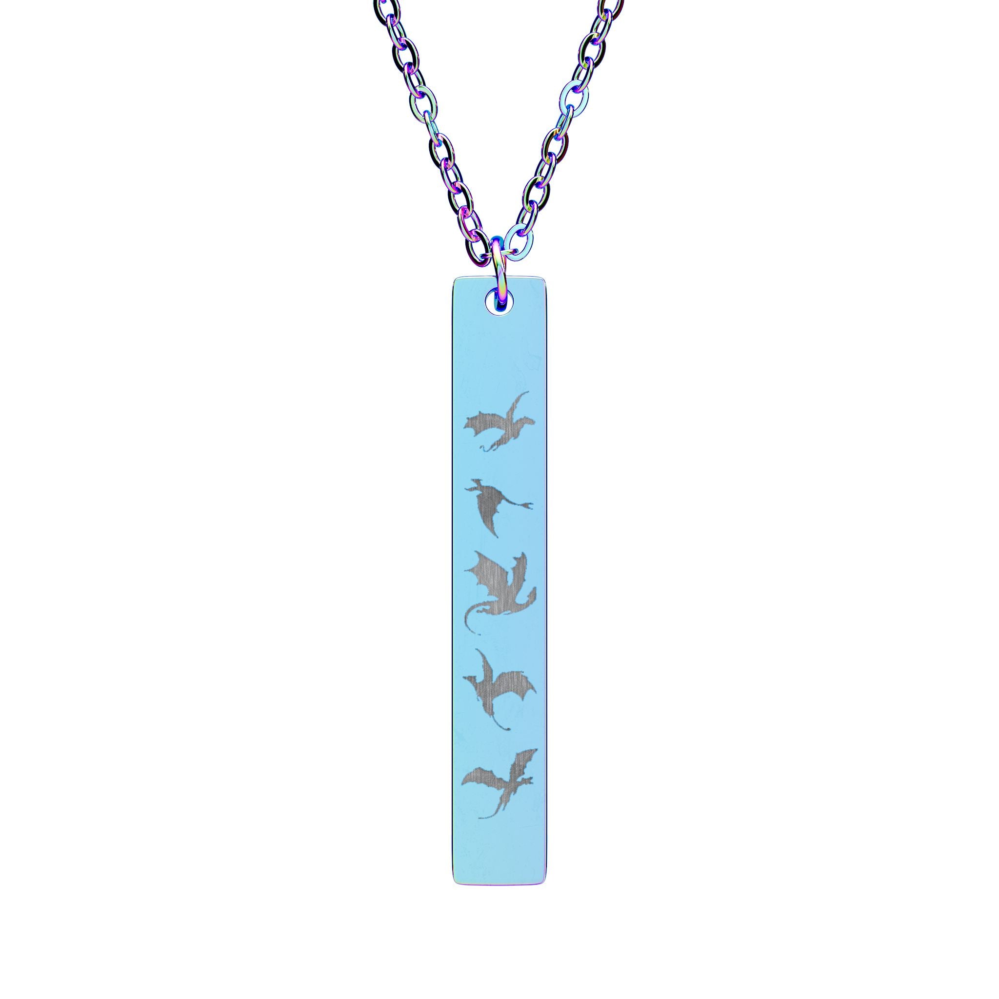 Engraved Vertical Bar Necklace — Dragon Rider Romantasy