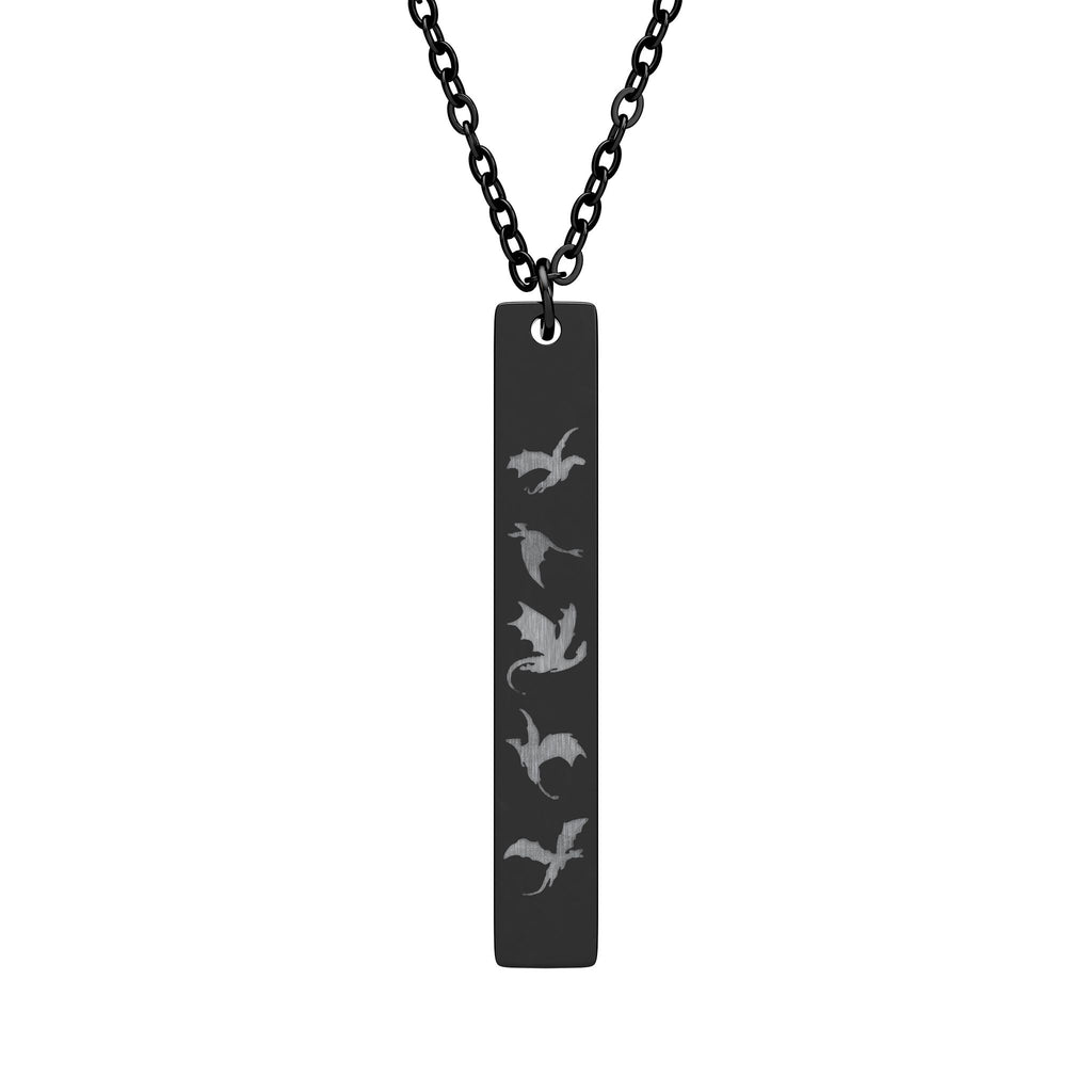 Engraved Vertical Bar Necklace — Dragon Rider Romantasy