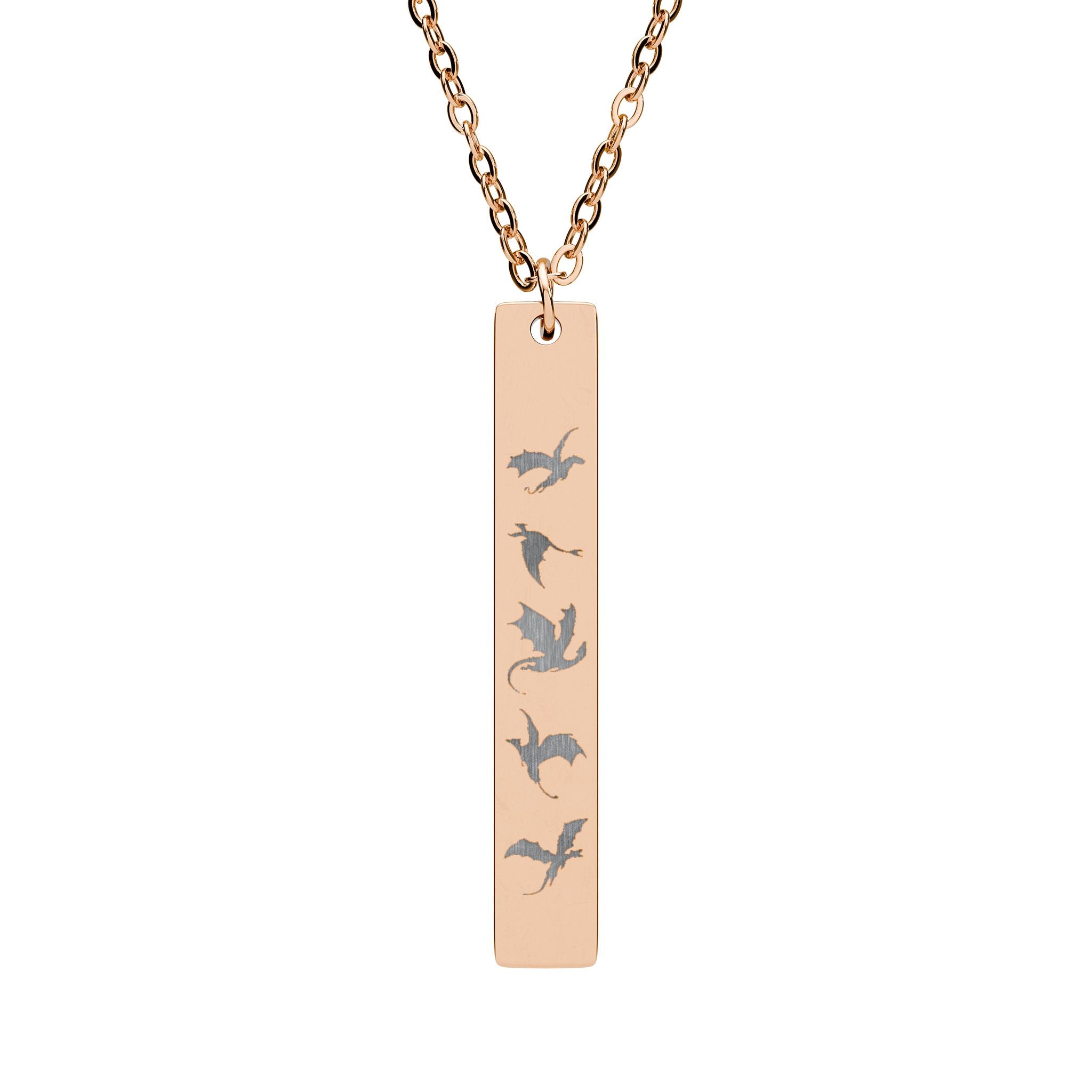 Engraved Vertical Bar Necklace — Dragon Rider Romantasy