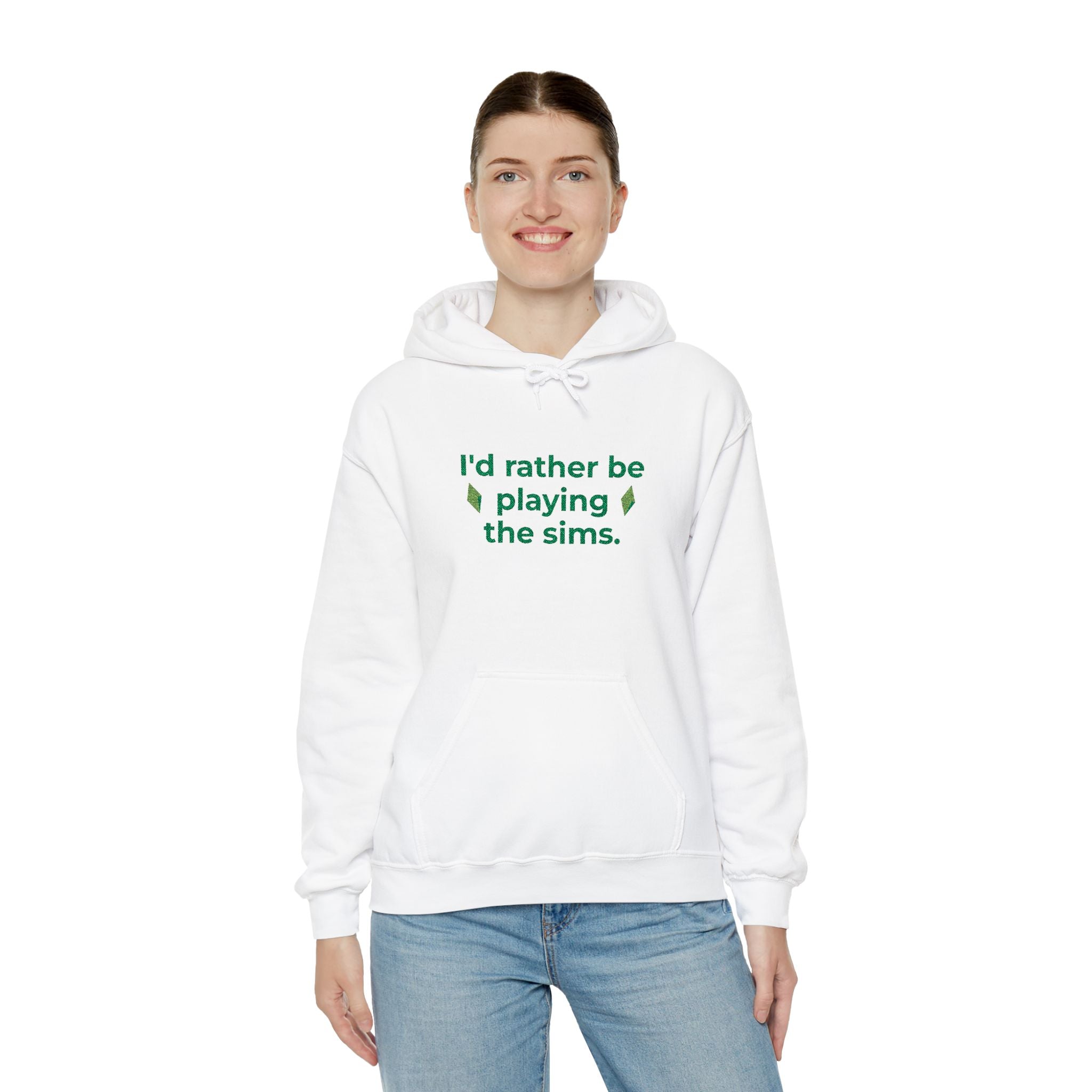 Sims Gamer Embroidered Hoodie | "I'd Rather Be Playing The Sims" Casual Video Game Sweatshirt