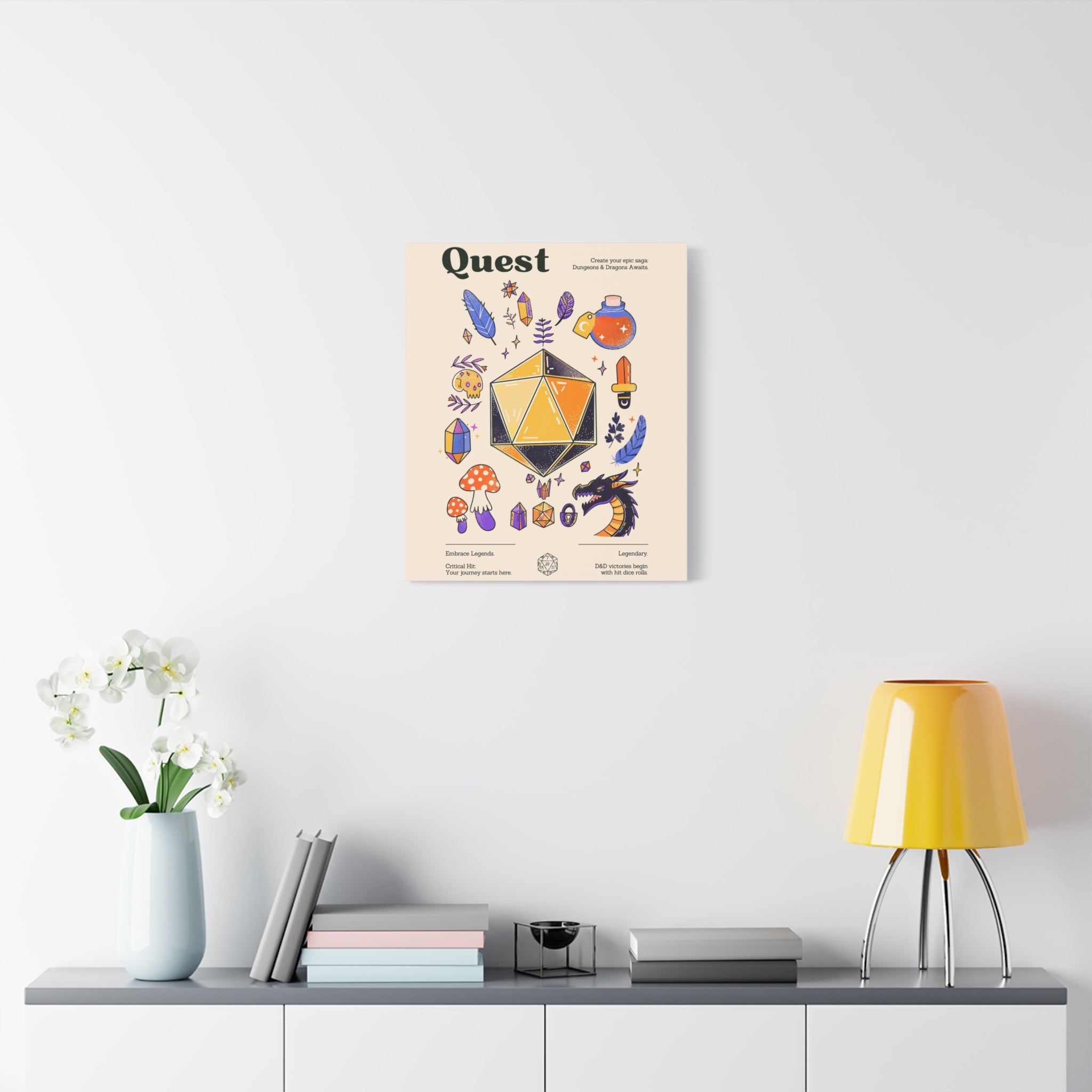 DnD Quest Wall Art | Dungeons and Dragons Poster, DnD Gifts, D20 Prints, DnD Wall Decor for Game