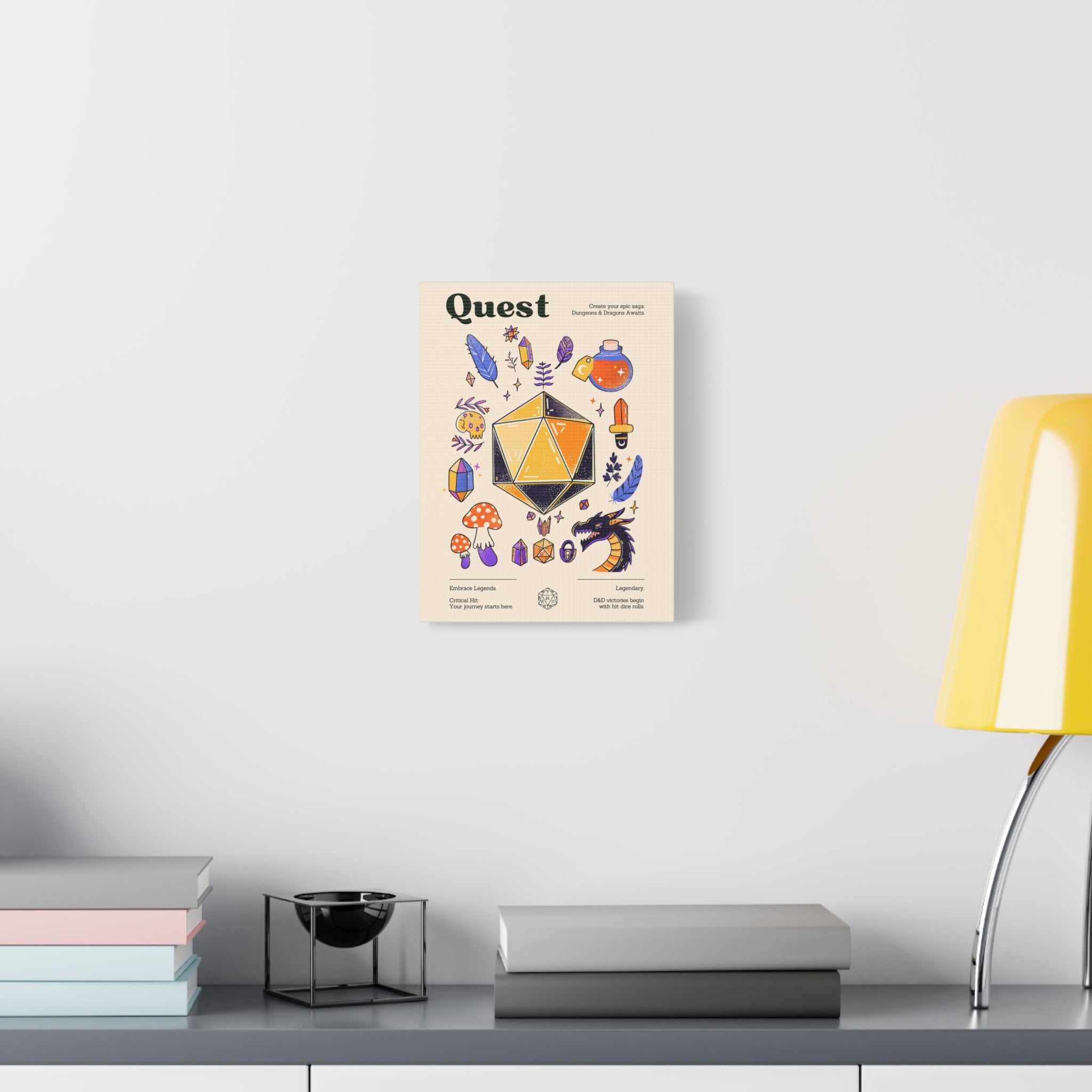 DnD Quest Wall Art | Dungeons and Dragons Poster, DnD Gifts, D20 Prints, DnD Wall Decor for Game